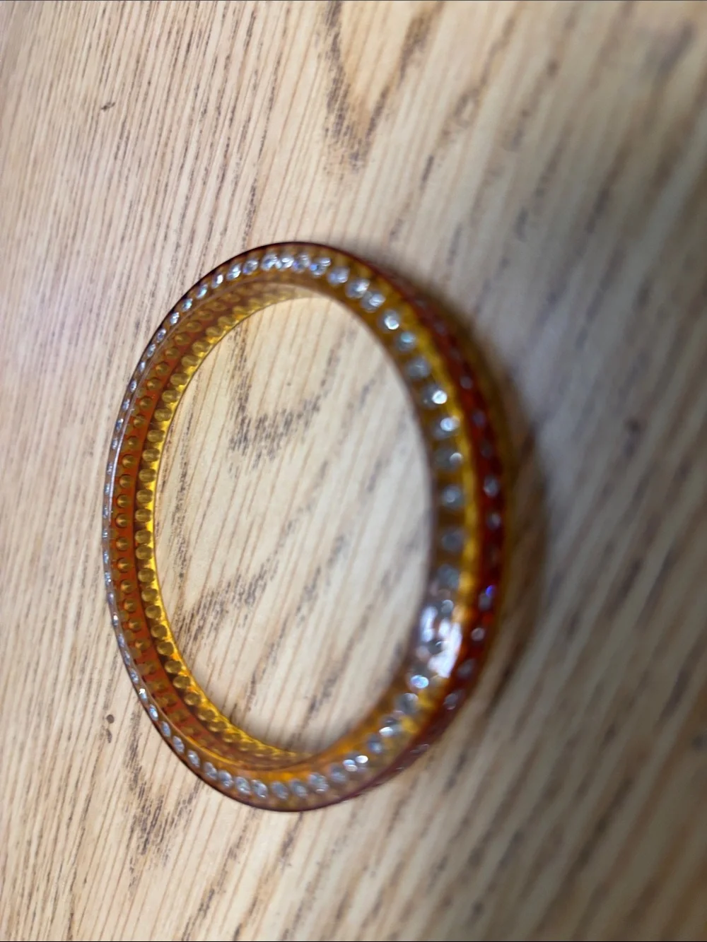 Amber Crystal-Accent Resin Bangle Bracelet